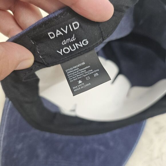 NWT David And Young Blue Acid Wash White Smiley Face Baseball Hat Adjustable - Picture 4 of 5